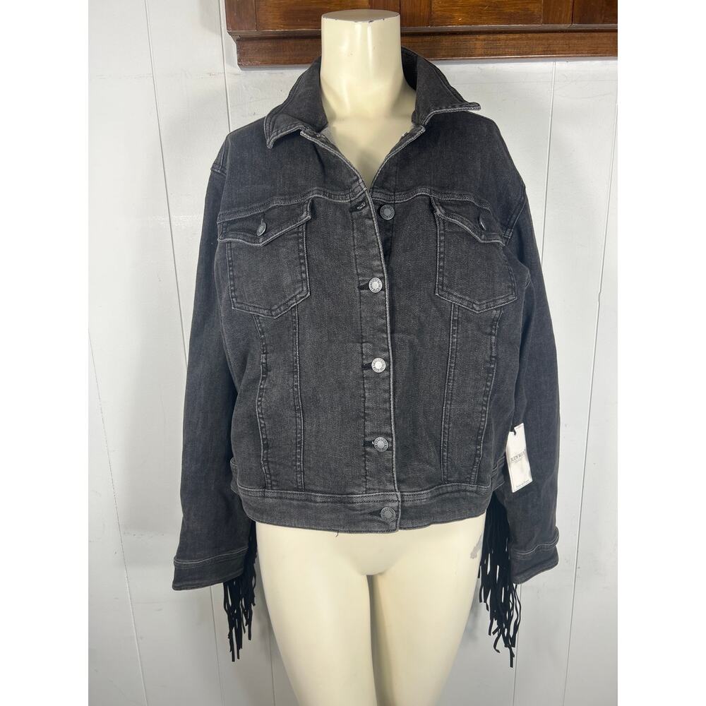 Judy Blue NWT So Fun Women's Black Fringe Denim Jacket. Size 1XL (14-16) - Picture 3 of 7